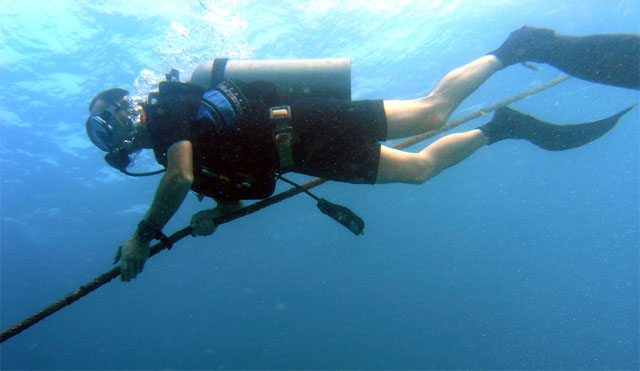 Michael decending, Pulau Tioman, West Malaysia