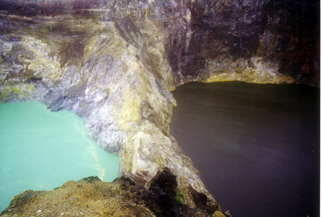 Two of the three crater lakes of Gunung Kelimutu, Central Flores, Nusa Tenggara