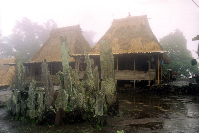 Altar and and houses, Bena village, Bajawa, Central Flores, Nusa Tenggara