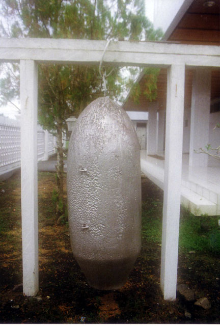 The churchbell in Tobelo is a defused WW2 bomb, Halmahera, North Maluku
